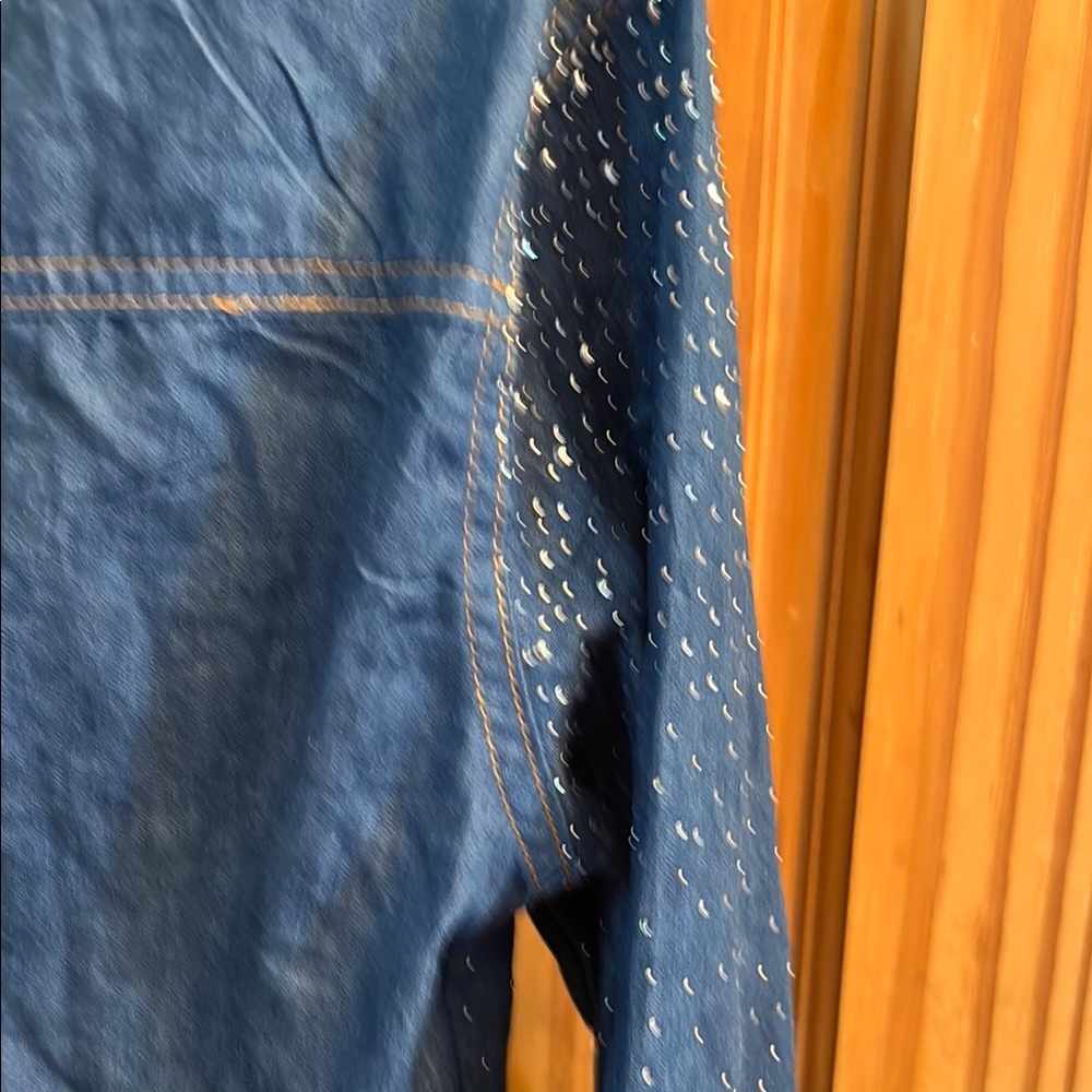 Women's Blue Denim Button Down Shirt - Picture 8 of 14
